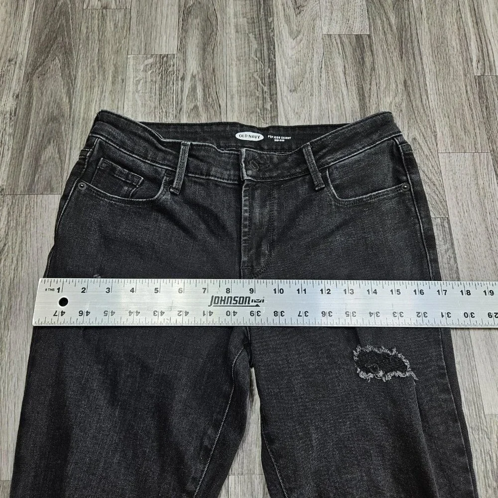 Old Navy Pop Icon Skinny Jeans‎ Womens 4 Charcoal Wash Mid Rise Stretch Denim